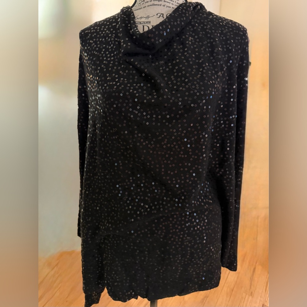 Joan Rivers Black Sequin Long Sleeve Top PLUS Size.